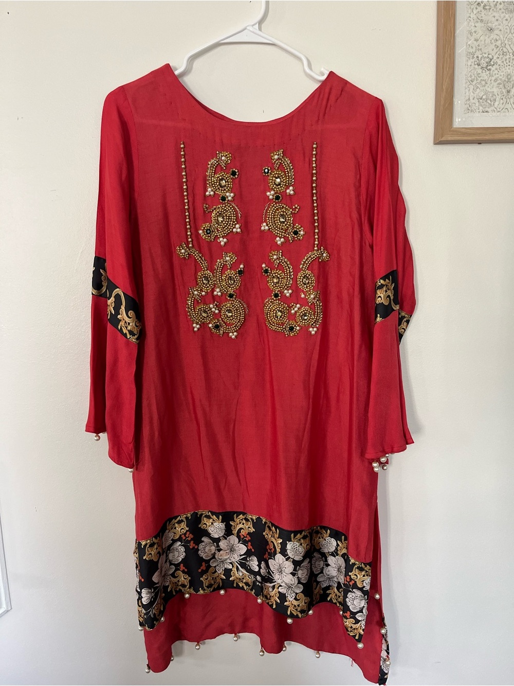 Rust Embroidered Tunic with Gold Accents